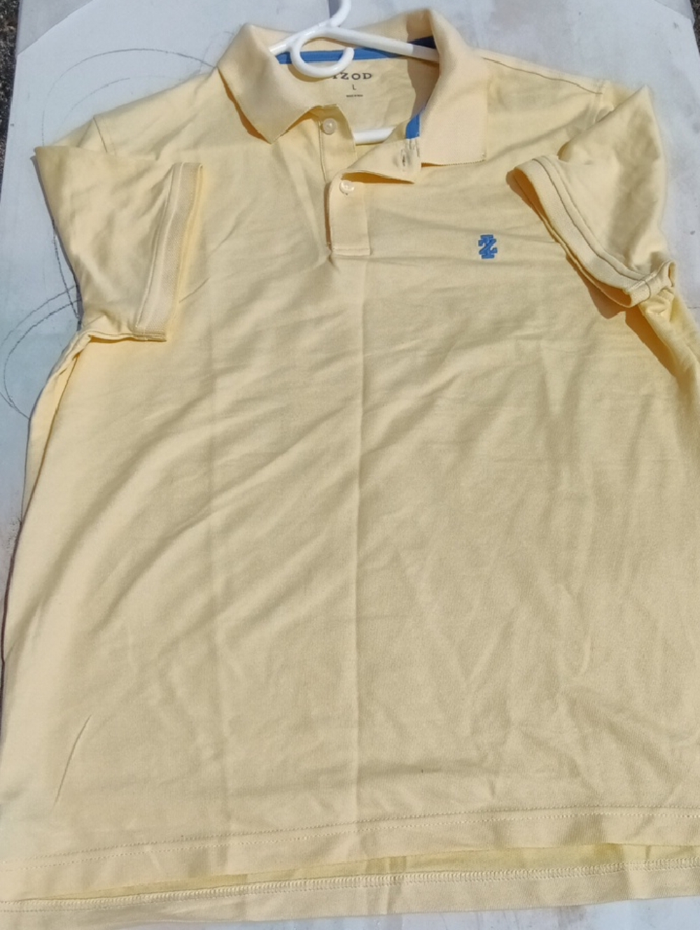 Izod Pale Yellow Polo with Blue Crest